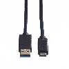 ROLINE USB 3.2 Gen 1 Kabel, A-C, ST/ST, schwarz, 0,5 m