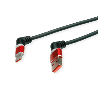 ROLINE USB 2.0 Kabel, Typ-C - Typ-A, ST/ST, 360° Rotation, schwarz / rot, 2 m-Beschreibung lesen