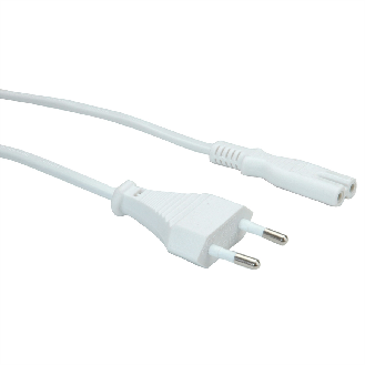 VALUE Netzkabel Euro-Flachstecker auf C7, 2polig, weiß, 1 m-Beschreibung lesen