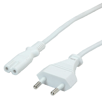 VALUE Netzkabel Euro-Flachstecker auf C7, 2polig, weiß, 1 m-Beschreibung lesen