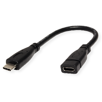 ROLINE USB 3.2 Gen 2 Typ C Kabelverlängerung, C-C, ST/BU, 10Gbit/s, 100W, schwarz, 0,15 m-Beschreibung lesen