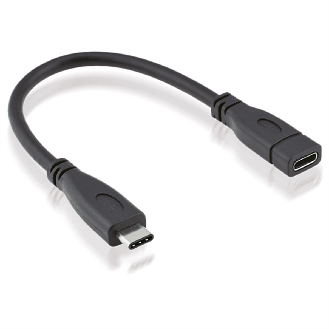 ROLINE USB 3.2 Gen 2 Typ C Kabelverlängerung, C-C, ST/BU, 10Gbit/s, 100W, schwarz, 0,15 m-Beschreibung lesen