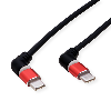 ROLINE USB 2.0 Kabel, Typ-C - Typ-C, ST/ST, 360° Rotation, schwarz / rot, 1 m