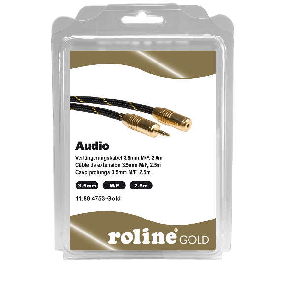 ROLINE GOLD Câble prolongateur 3,5mm audio M / F, Retail Blister, 2,5 m-Lire la description
