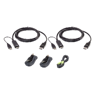 ATEN 2L-7D02UHDPX5 Kit de câbles KVM USB deux affichages sécurisés et universels de 1,8 M-Lire la description