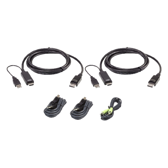 ATEN 2L-7D02UHDPX5 Kit de câbles KVM USB deux affichages sécurisés et universels de 1,8 M-Leer más