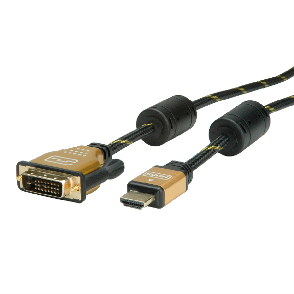 ROLINE GOLD Câble pour écran DVI (24+1) - HDMI, M/M, 1 m-Lire la description