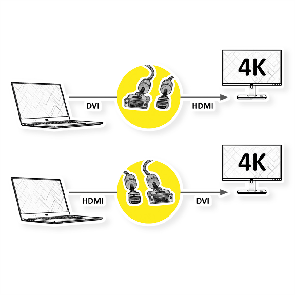 ROLINE GOLD Câble pour écran DVI (24+1) - HDMI, M/M, 1 m-Lire la description
