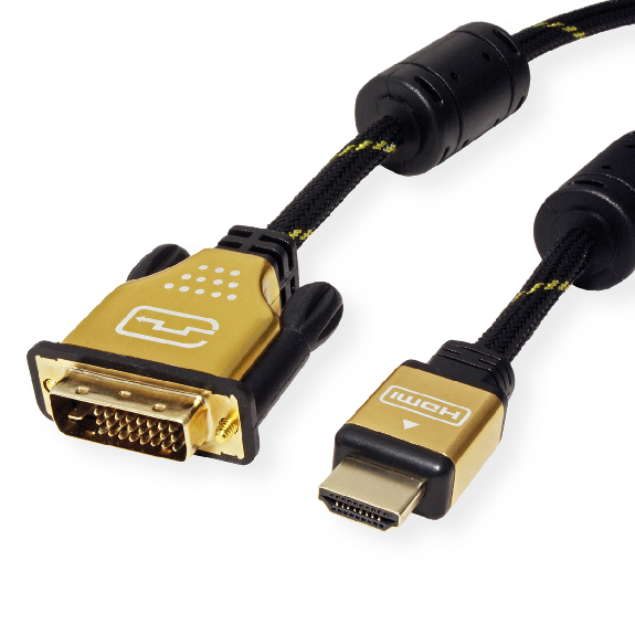 ROLINE GOLD Câble pour écran DVI (24+1) - HDMI, M/M, 1 m-Lire la description