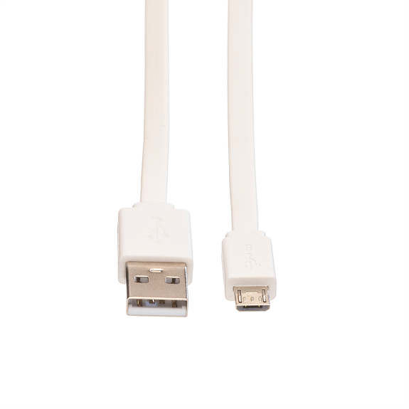 ROLINE Câble USB 2.0, USB A mâle - Micro USB B mâle, blanc, 1 m-Lire la description