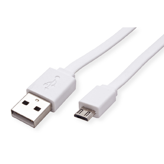 ROLINE Câble USB 2.0, USB A mâle - Micro USB B mâle, blanc, 1 m-Lire la description
