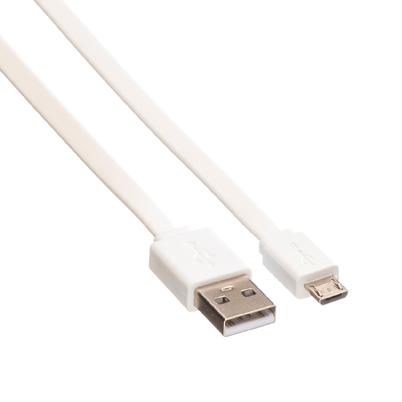 ROLINE Câble USB 2.0, USB A mâle - Micro USB B mâle, blanc, 1 m-Lire la description