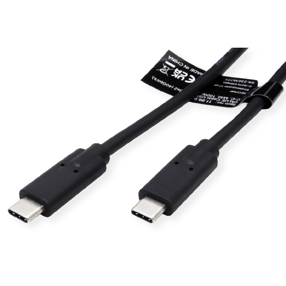 VALUE Câble USB4 Gen3x2, CC, M/M, 100W, noir, 0,8 m-Lire la description