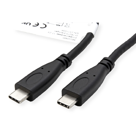 ROLINE Câble USB 3.2 Gen 2, avec PD (Power Delivery), avec Emark, C-C, M/M, noir, 0,5 m-Lire la description