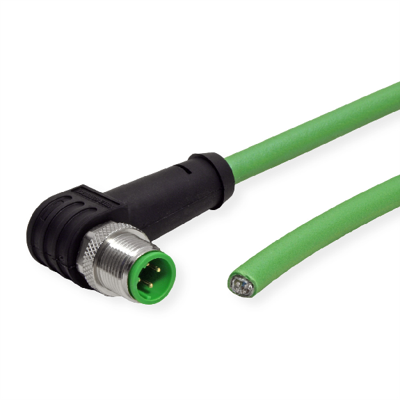METZ CONNECT Anschlussleitung M12 Stecker 4-polig D-kodiert, gewinkelt, 1 m-Beschreibung lesen