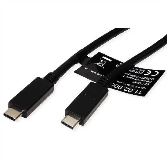 ROLINE USB 3.2 Gen 2 Kabel, Emark, C-C, ST/ST, 10Gbit/s, 100W, schwarz, 2 m-Beschreibung lesen