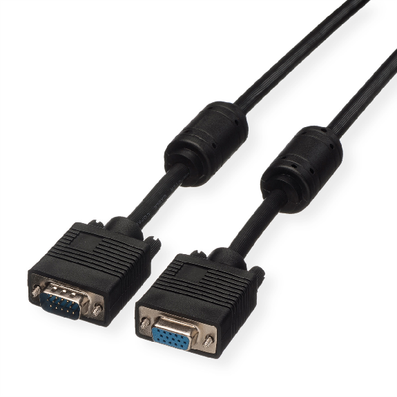 ROLINE SVGA HD15 M/HD15 F avec noyaux de ferrite, 20 m-Lire la description