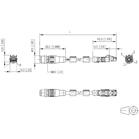 METZ CONNECT Verbindungsleitung M12 ST-RJ45 ST, 4-polig D-kodiert RJ45, 1 m-Beschreibung lesen