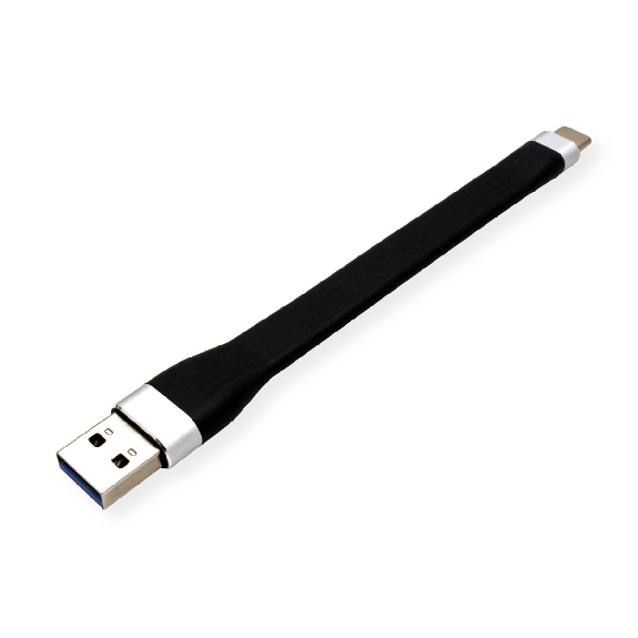 ROLINE Câble USB 3.2 Gen 1 en Silicone, A-C, M/M, noir, 11 cm-Lire la description