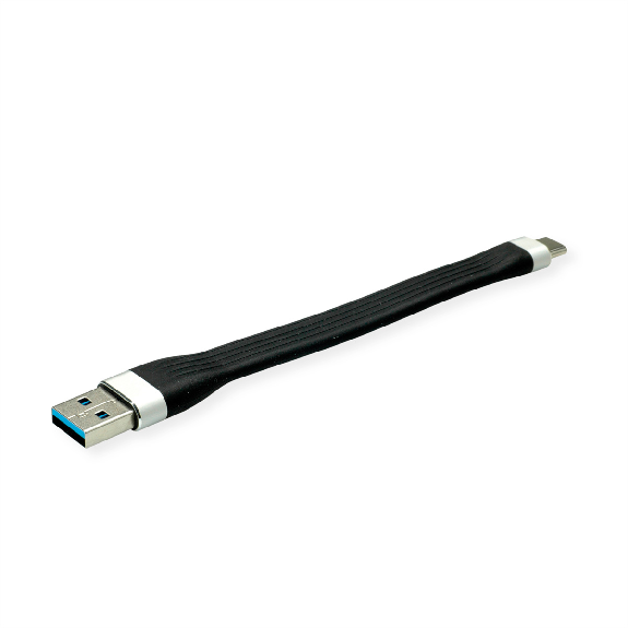 ROLINE Câble USB 3.2 Gen 1 en Silicone, A-C, M/M, noir, 11 cm-Lire la description
