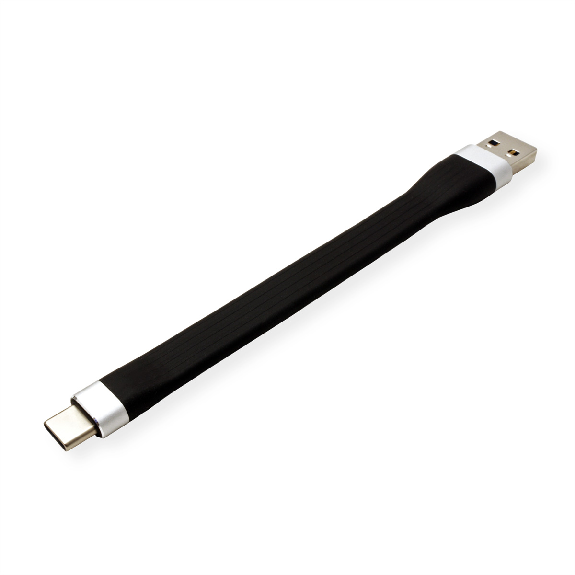ROLINE Câble USB 3.2 Gen 1 en Silicone, A-C, M/M, noir, 11 cm-Lire la description