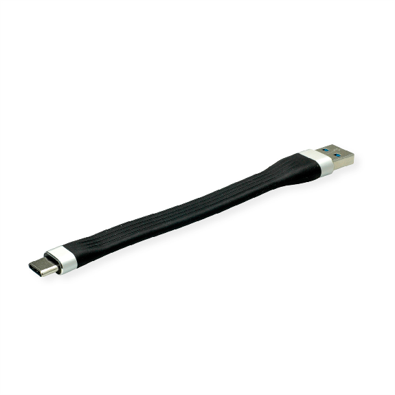 ROLINE Câble USB 3.2 Gen 1 en Silicone, A-C, M/M, noir, 11 cm-Lire la description