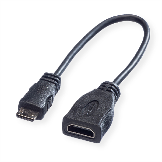 ROLINE HDMI High Speed Kabel mit Ethernet, HDMI BU - Mini HDMI ST, 0,15 m-Beschreibung lesen