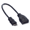 ROLINE HDMI High Speed Kabel mit Ethernet, HDMI BU - Mini HDMI ST, 0,15 m