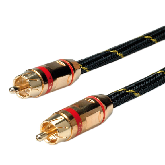 ROLINE GOLD Câble de raccordement RCA simplex M / M, rouge, Retail Blister, 2,5 m-Lire la description
