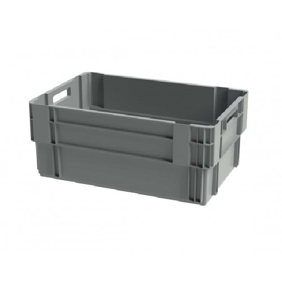 Bac de rangement empilable plein - 600x400xH250 mm - gris - Multiroir-Lire la description
