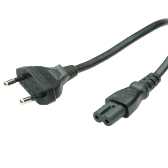 VALUE Netzkabel Euro-Flachstecker auf C7, 2polig, schwarz, 5 m-Beschreibung lesen