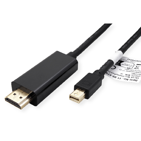 VALUE Mini DisplayPort Kabel, Mini DP-UHDTV, ST/ST, schwarz, 2 m-Beschreibung lesen