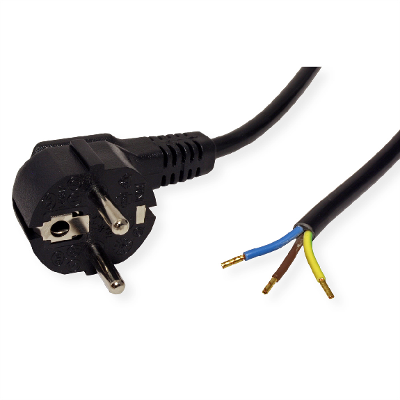ROLINE AC230V Cordon d'alimentation secteur 2P+T - dénudé avec cosses, noir, 3 m ROLINE AC230V Cordon d'alimentation secteur 2P+T - dénudé avec cosses, noir, 3 m-Lire la description