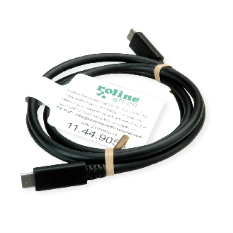 ROLINE GREEN USB 3.2 Gen 2 Kabel, C-C, ST/ST, 10Gbit/s, Emark, 100W, schwarz, 0,5 m-Beschreibung lesen