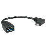 ROLINE Câble USB 3.2 Gen 1 type C coudé à 90° - A, M/F, noir, 0,15 m