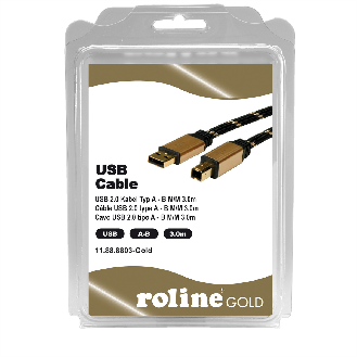 ROLINE GOLD USB 2.0 Kabel, Typ A-B, Retail Blister, 3 m-Beschreibung lesen