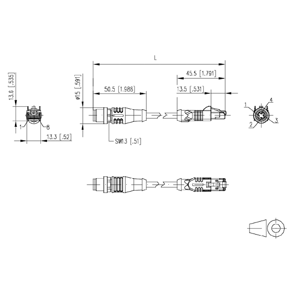 METZ CONNECT Verbindungsleitung M12 ST-RJ45 ST, 4-pol D-kodiert, gerade-gerade, Schleppkette, Torsion, 2 m-Beschreibung lesen