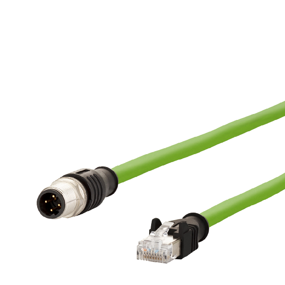 METZ CONNECT Verbindungsleitung M12 ST-RJ45 ST, 4-pol D-kodiert, gerade-gerade, Schleppkette, Torsion, 2 m-Beschreibung lesen