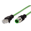 METZ CONNECT Verbindungsleitung M12 ST-RJ45 ST, 4-pol D-kodiert, gerade-gerade, Schleppkette, Torsion, 2 m