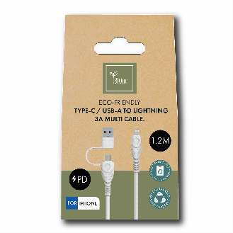 BIOnd BIO-CT-IP USB-C to Lightning & USB-A 3,5A Cable, 1,2 m-Beschreibung lesen
