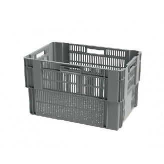 Bac de rangement empilable ajouré - 600x400xH360 mm - gris - Multiroir-Lire la description