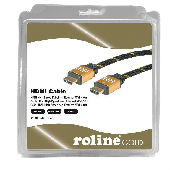 ROLINE GOLD HDMI High Speed Kabel mit Ethernet, Retail Blister, 5 m-Beschreibung lesen