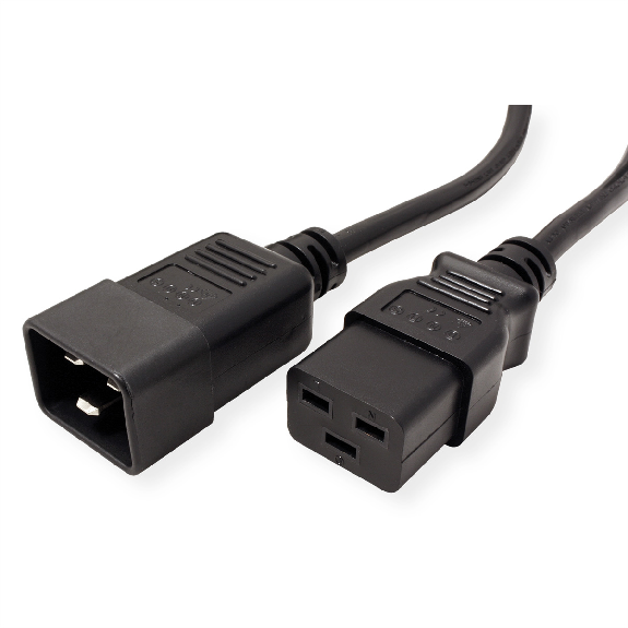 ROLINE Netzkabel Stecker C20 - Buchse C19, schwarz, 2 m-Beschreibung lesen