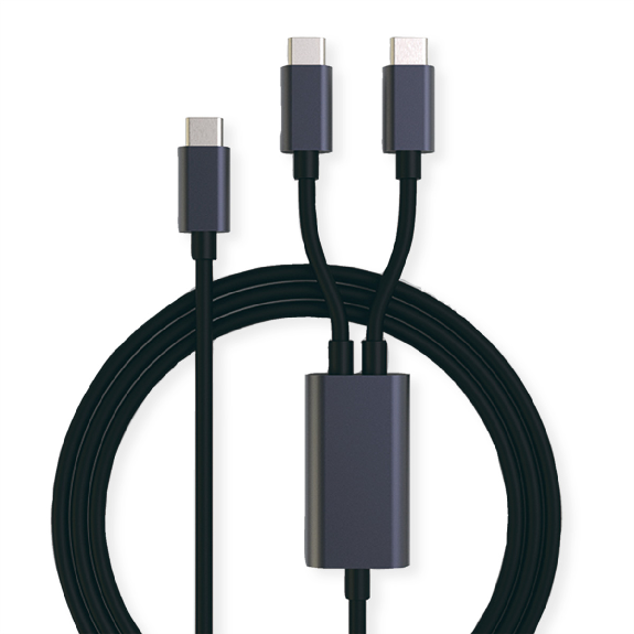 ROLINE Câble de chargement USB2.0 Y - Splitter, Type C vers 2x C, M/M, max. 100W, noir, 1,85 m ROLINE Câble de chargement USB2.0 Y - Splitter, Type C vers 2x C, M/M, max. 100W, noir, 1,85 m-Lire la description