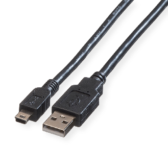 ROLINE USB 2.0 Kabel, Typ A - 5-Pin Mini, schwarz, 0,8 m-Beschreibung lesen