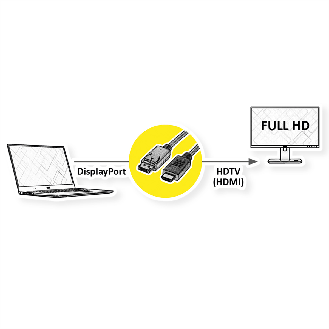 ROLINE RM DisplayPort Kabel DP - HDTV, ST/ST, schwarz, 2 m-Beschreibung lesen