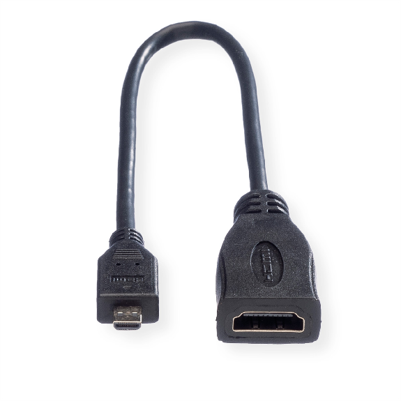 ROLINE Câble HDMI High Speed avec Ethernet, HDMI F - Micro HDMI M, 0,22 m-Lire la description