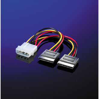 ROLINE Y-Adapterkabel 4 pol. HDD / 2x SATA, 0,12 m-Beschreibung lesen