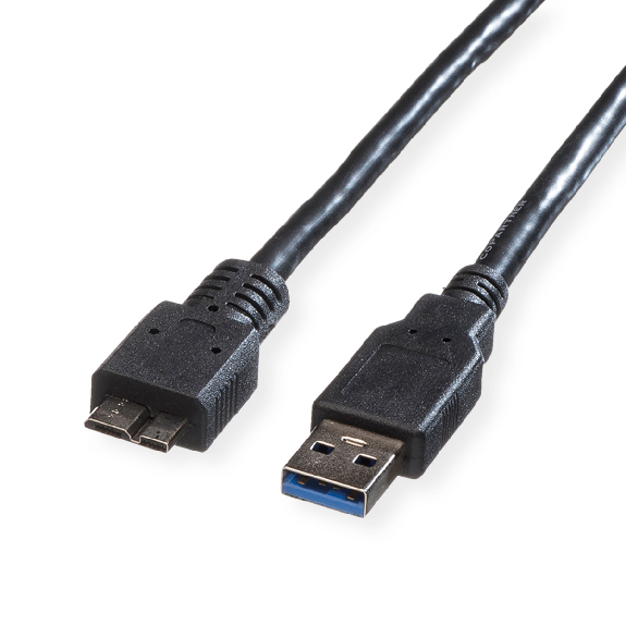ROLINE USB 3.2 Gen 1 Kabel, A ST - Micro B ST, schwarz, 0,8 m-Beschreibung lesen
