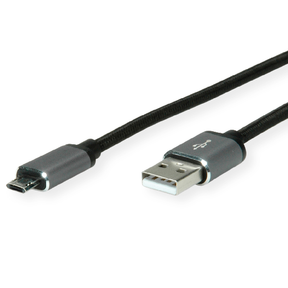 ROLINE Câble USB 2.0, A - Micro B (reversible), M/M, 3 m-Lire la description